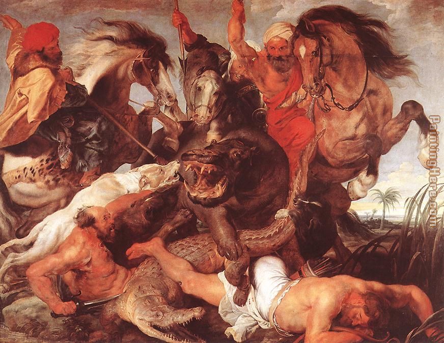 Hippopotamus and Crocodile Hunt painting - Peter Paul Rubens Hippopotamus and Crocodile Hunt art painting